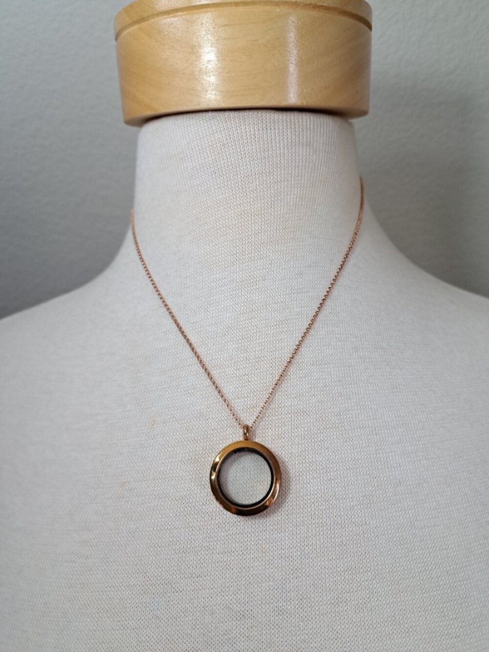 ✨ Rose Gold Floating Locket Necklace | Glass Memory Charm Pendant | 18”